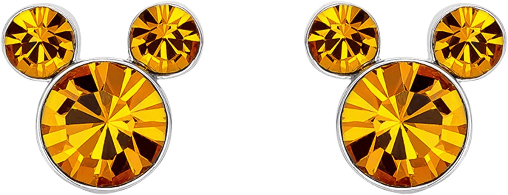 Disney Silver Plate Mickey Mouse Crystal Birthstone Stud Earrings | Amazon (US)