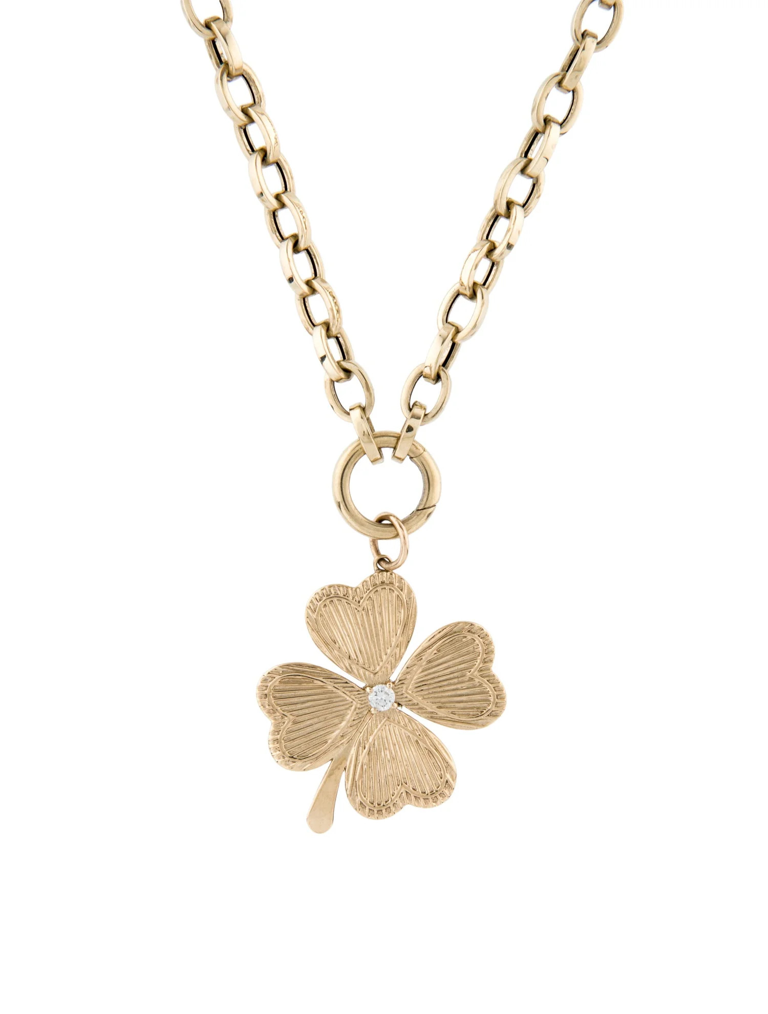 14K Diamond Four Leaf Clover Pendant | The RealReal
