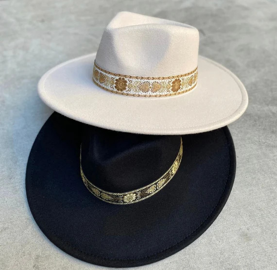 White fedora hat for women-vegan felt fedora-wide brim white fedora hat- wide brim rancher-white ... | Etsy (US)