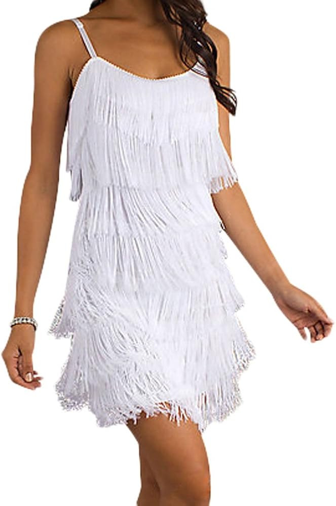 CHERYL CREATIONS Women's Short All-Over Fringe Flapper Sleeveless Comfortable Day/Night Mini Dres... | Amazon (US)