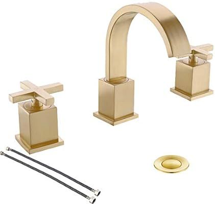 8 Inch 2 Handle Waterfall 3 Holes Brushed Gold Lead- Free Widespread Bathroom Faucet by Phiestina... | Amazon (US)