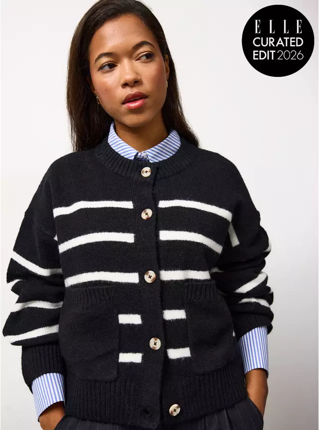 Mono Striped Boxy Button Up Cardigan 12 | Tu Clothing