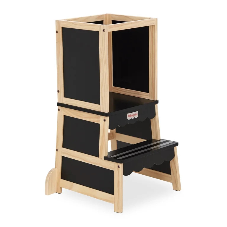 Fisher Price by Dream On Me Wonderstep Step Stool, Matte Black & Vintage White Oak - Walmart.com | Walmart (US)