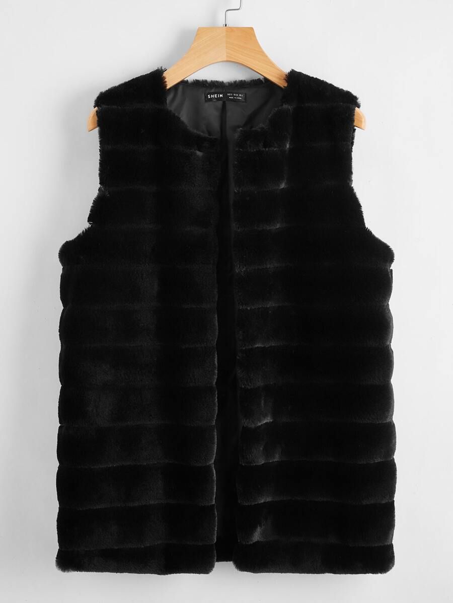 SHEIN Solid Faux Fur Vest | SHEIN