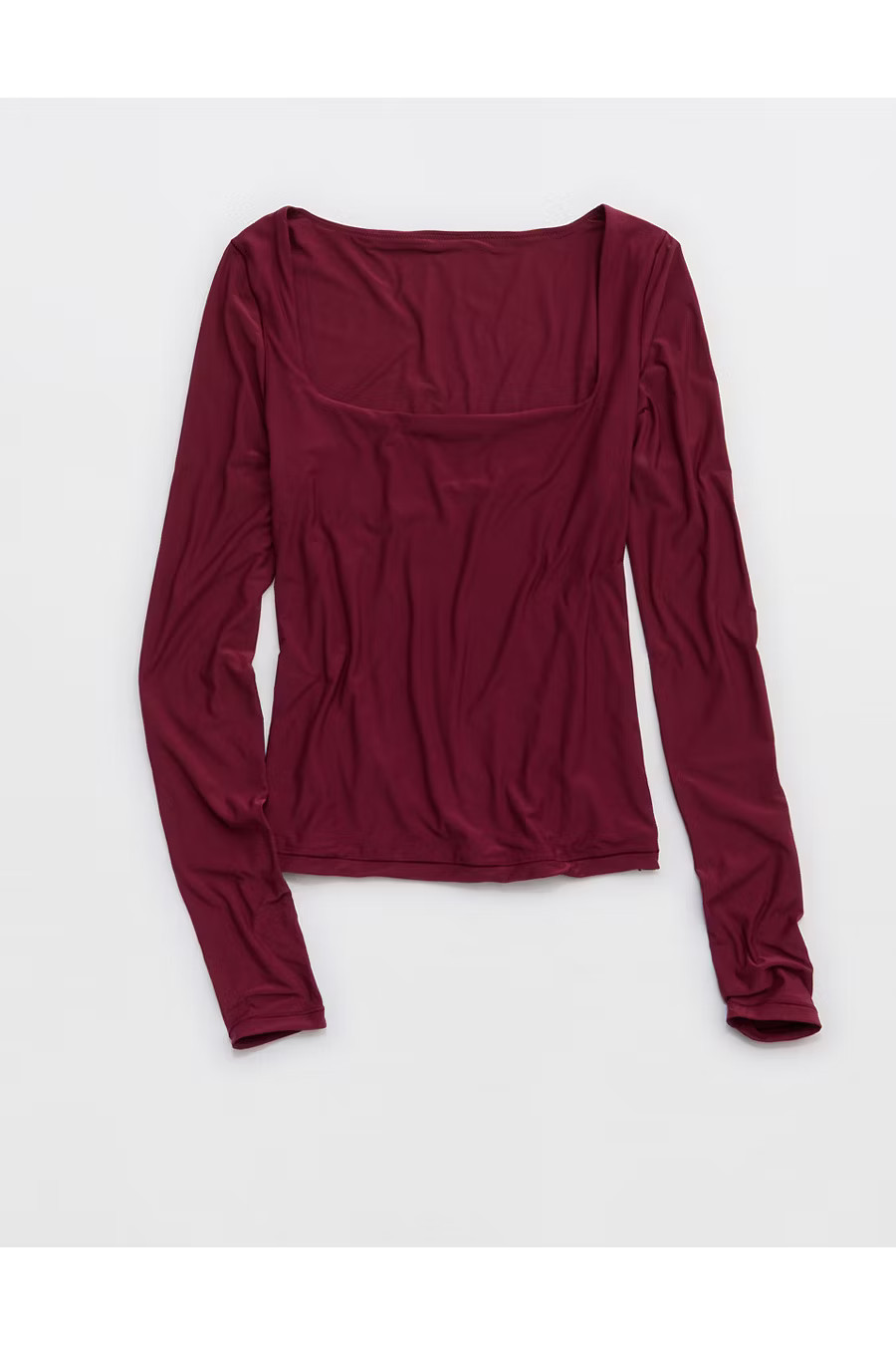 SMOOTHEZ Square Neck Long Sleeve T-Shirt Women's Deep Cherry L | Aerie