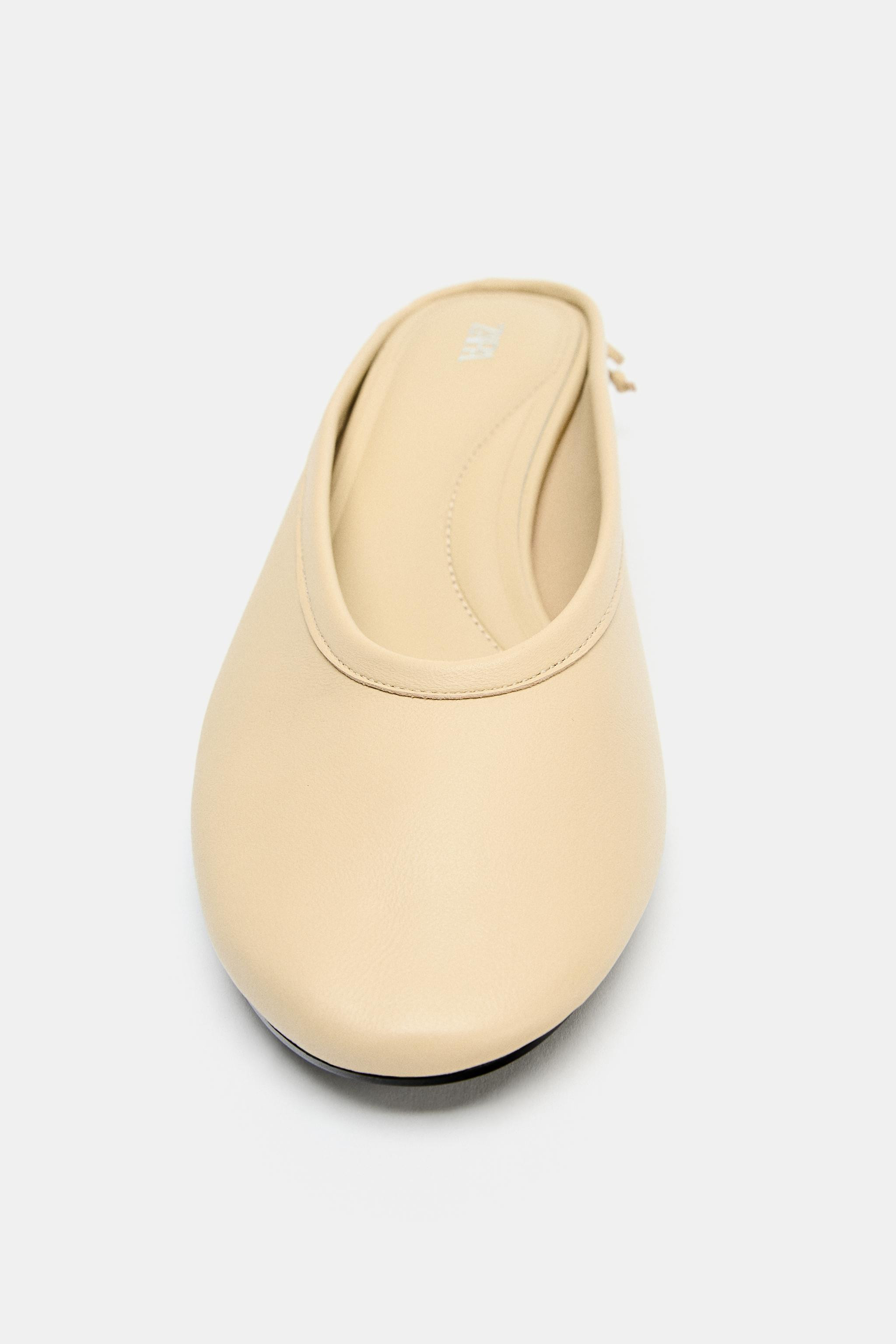 LEATHER SLINGBACK BALLET FLATS | Zara Canada