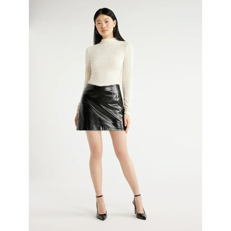 Scoop Women's Faux Leather Mini Skirt, Sizes 0-18 Walmart Fall Fashion #LTKmidsize #LTKplussize  | Walmart (US)