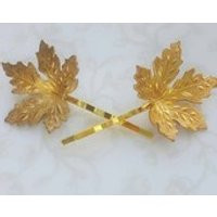 Gold Brass Maple Leaf Hairpins, Fall Bobby Pins, Woodland Nature Rustic Wedding Bridal Hair Clip, Canada | Etsy (US)