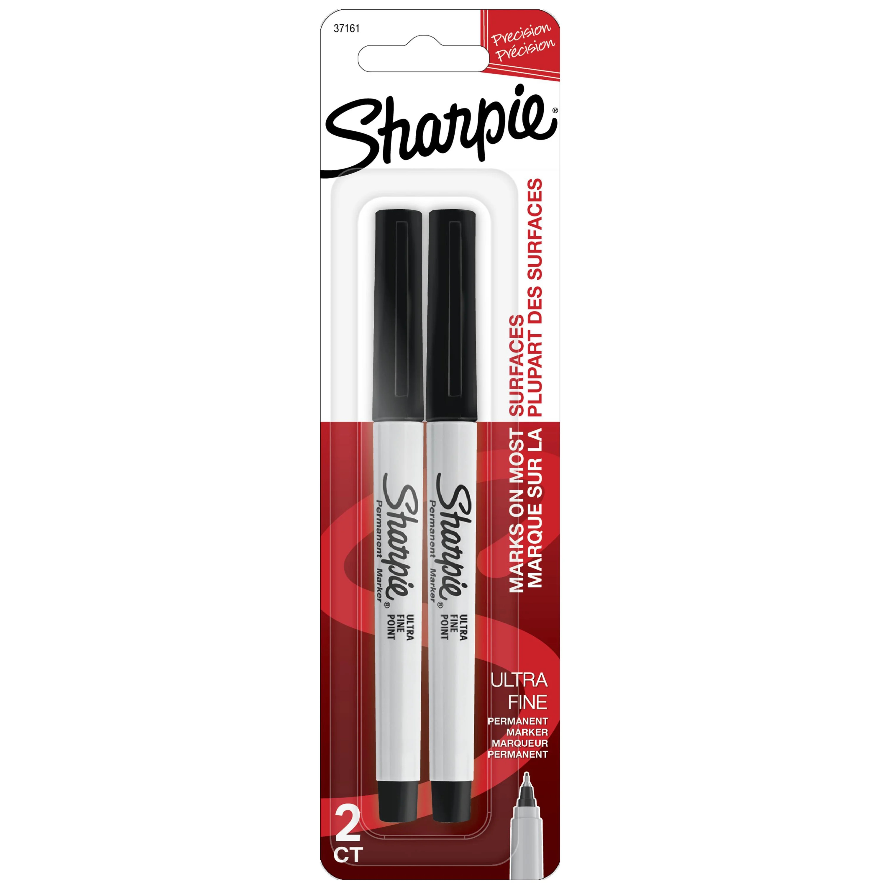 Sharpie Permanent Black Markers, Ultra Fine Tip, 2 Count | Walmart (US)
