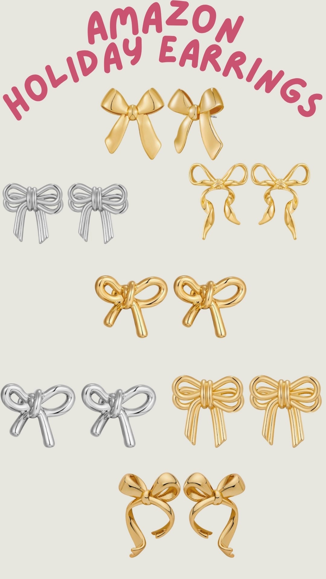 Amazon holiday earrings! 

Bow. Gold. Silver. Earrings. Trending. Best sellers. Viral. Affordable  

#LTKHoliday #LTKStyleTip #LTKSeasonal