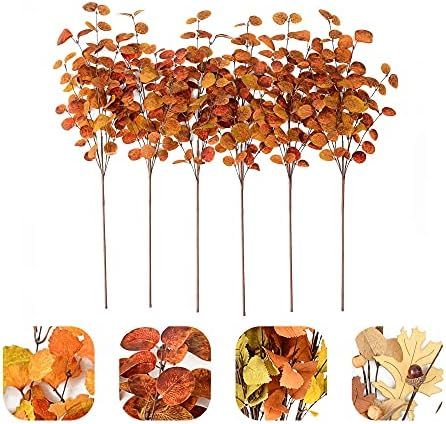 YNYLCHMX 6 Pieces Artificial Leaves Stems Fall Leaf Spray, Picks Birch Leaves for Vase Room Kitch... | Amazon (US)