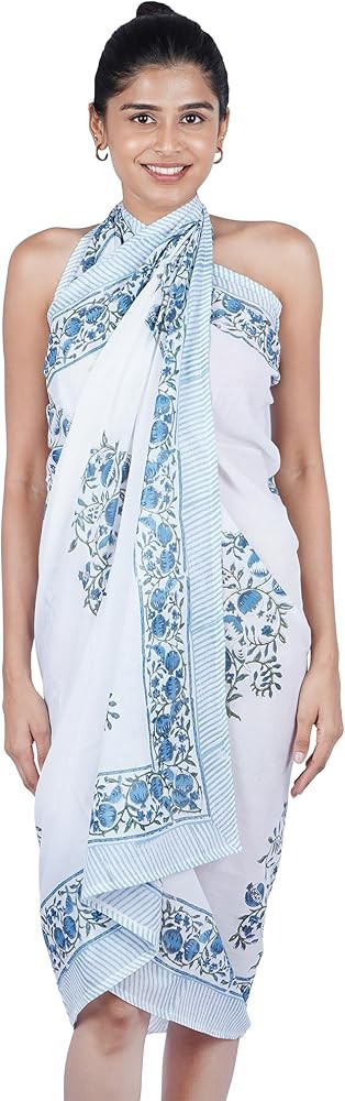 Block Print Sarong Beach Cover Up | Amazon (US)