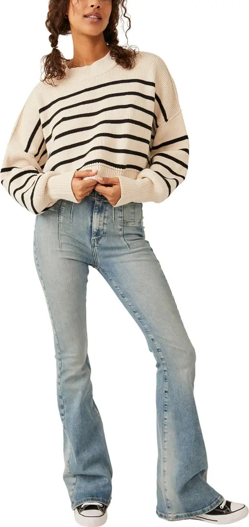 Easy Street Stripe Rib Crop Sweater | Nordstrom