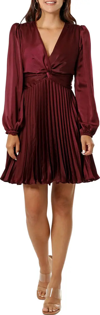 Pleated Long Sleeve Minidress | Nordstrom