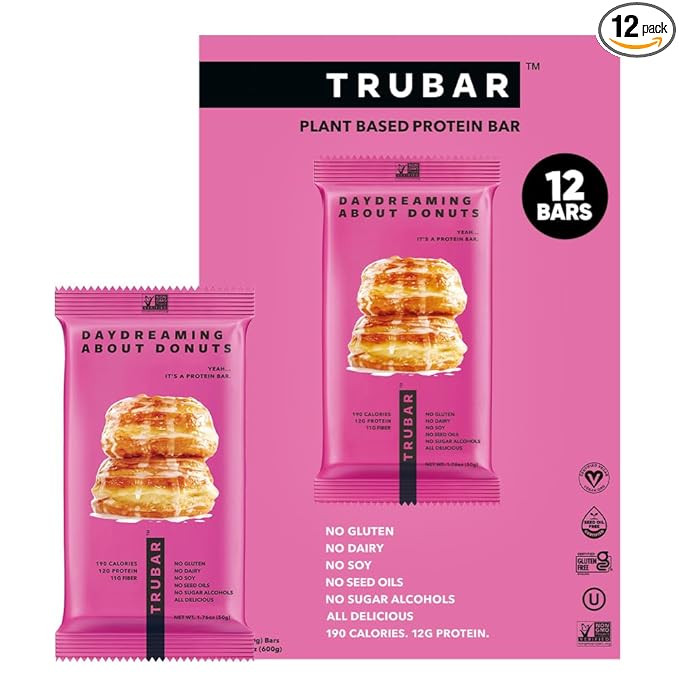 TRUBAR Vegan Protein Bar, Daydreaming About Donuts, Gluten Free, Plant Based, High Fiber, Dairy F... | Amazon (US)