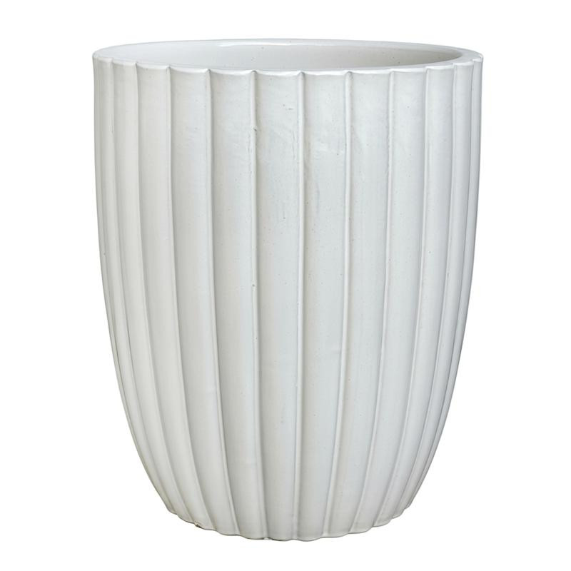 Martine White Ceramic Tall Outdoor Planter, Small | At Home