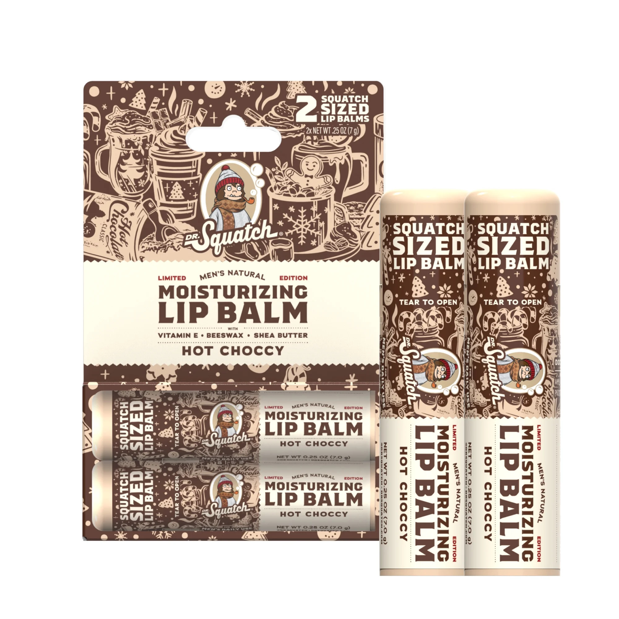 Dr. Squatch Hot Choccy Limited Edition Natural Lip Balm for Men, 0.25 oz, 2pk | Walmart (US)