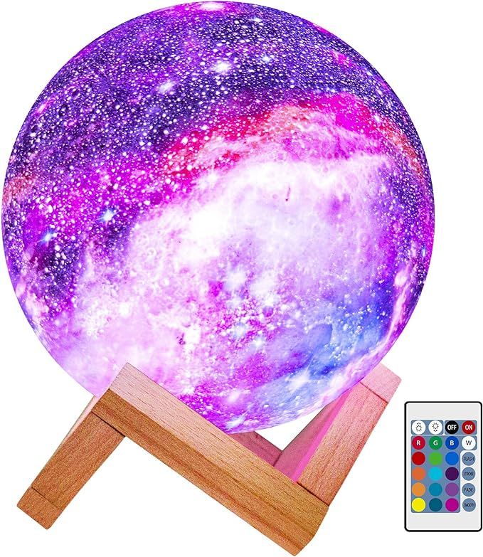 BRIGHTWORLD Moon Lamp Kids Night Light Galaxy Lamp 5.9 inch 16 Colors LED 3D Star Moon Light with... | Amazon (US)