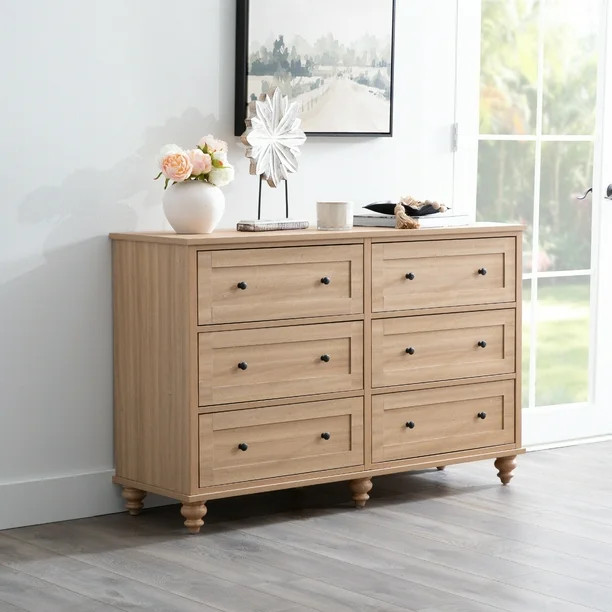 My Texas House Hillcrest Wood 6 Drawer Dresser, Light Oak - Walmart.com | Walmart (US)