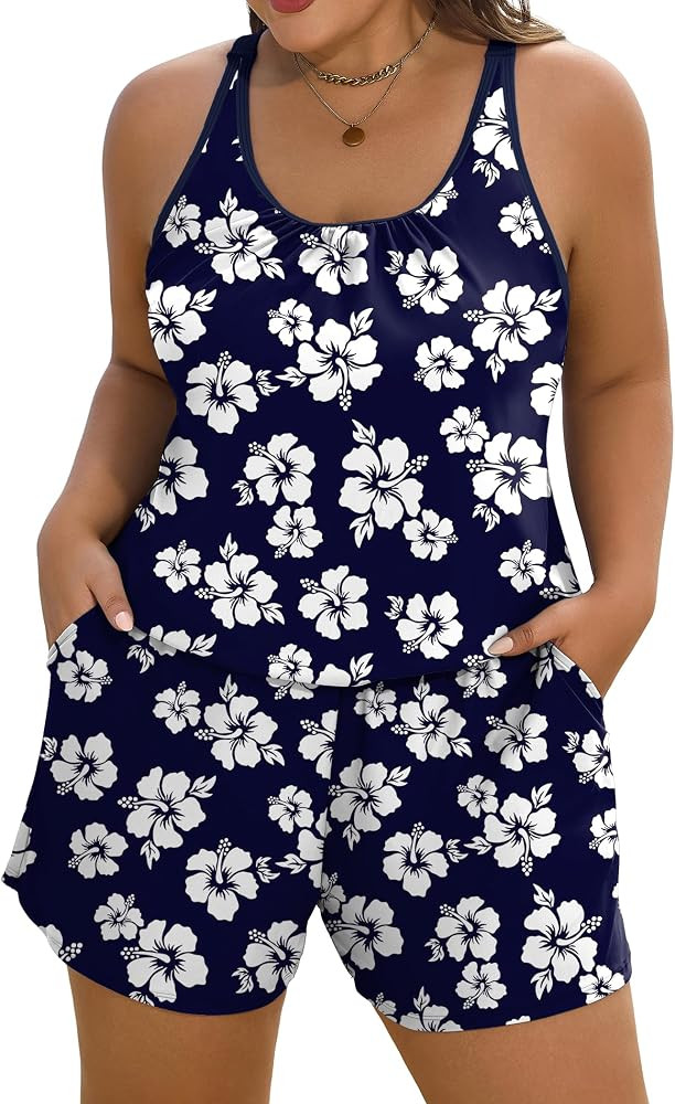 Arolina Women's Plus Size Swim Romper One Piece Swimsuits Modest Bathing Suit with Pockets (S-24W... | Amazon (US)