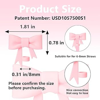 8mm Classic Bow Straw Covers Cap Toppers Compatible with Stanley Tumbler Cups,Reusable Cute Silic... | Amazon (US)