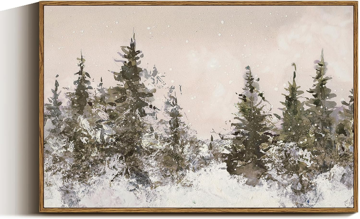 VIYYIEA Framed Canvas Wall Art, Large Vintage Landscape Picture Decor Indoor, 16x24in, Retro Pine Forest Painting Artwork For Living Dining Room Hallway Fireplace, Holiday Decorations | Amazon (US)