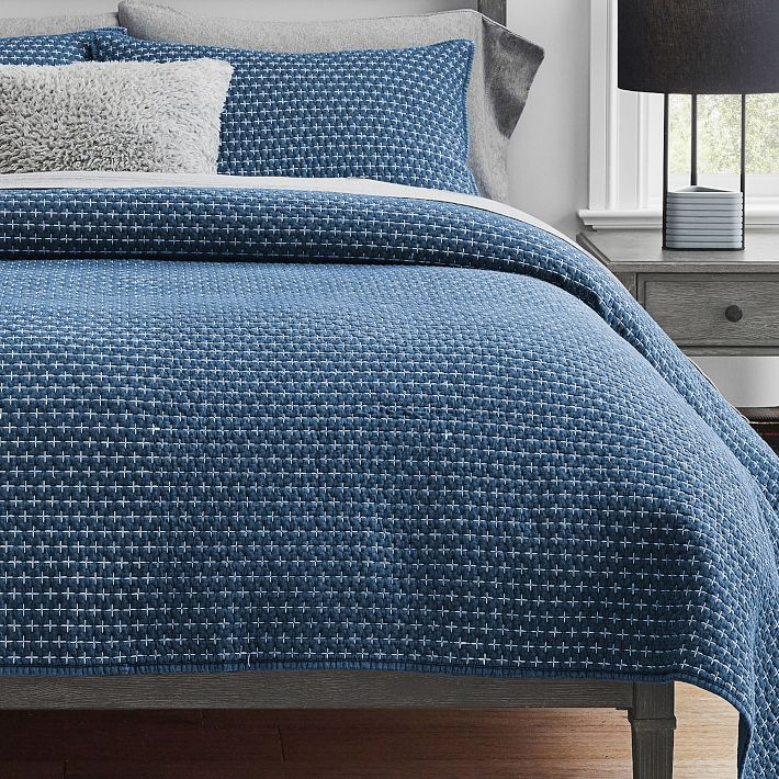 Denim Stitch Quilt, Twin/Twin XL, Denim | Pottery Barn Teen