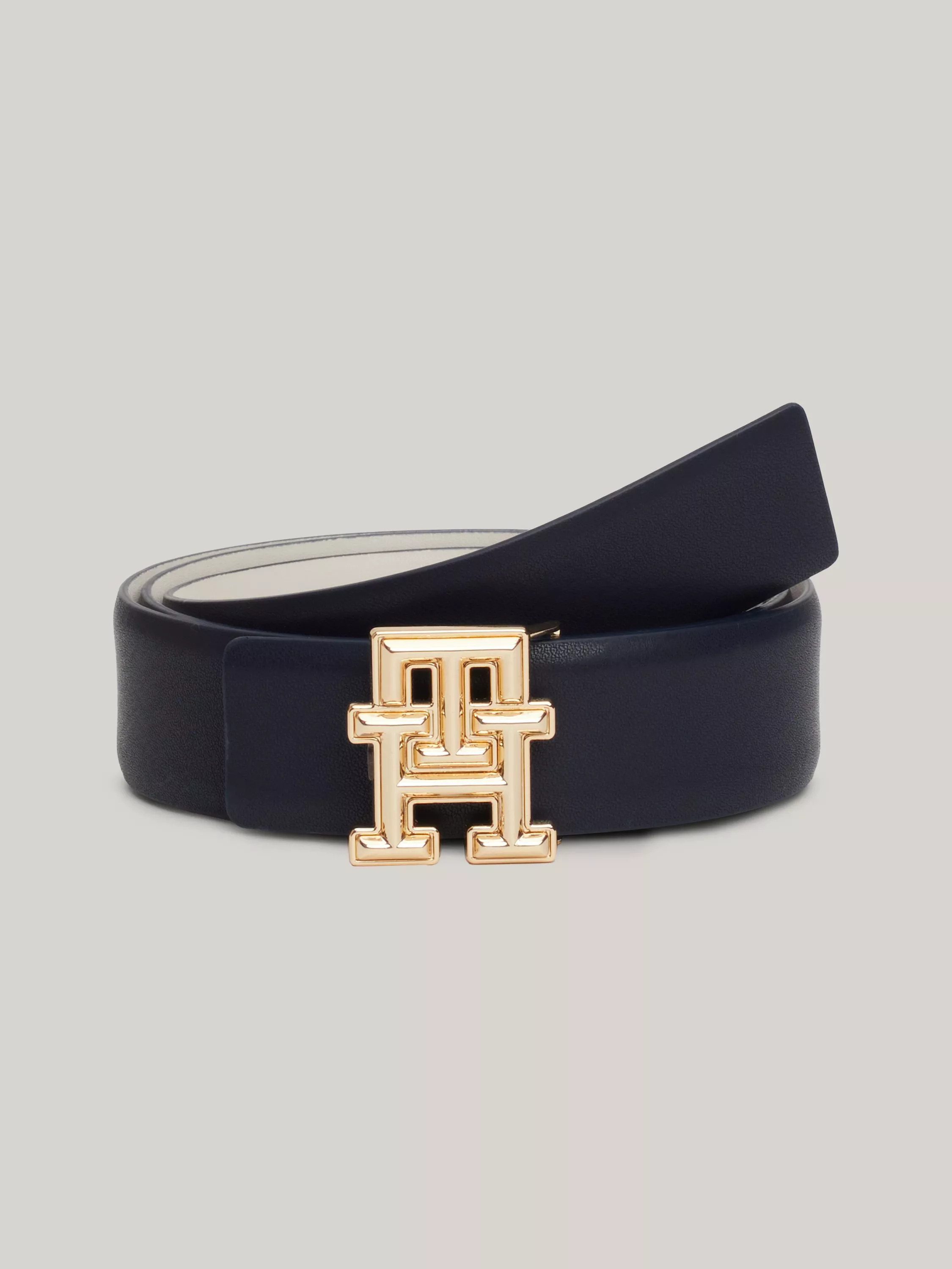 Tommy HilfigerLogo Reversible Leather Belt, Navy/Beige | John Lewis (UK)