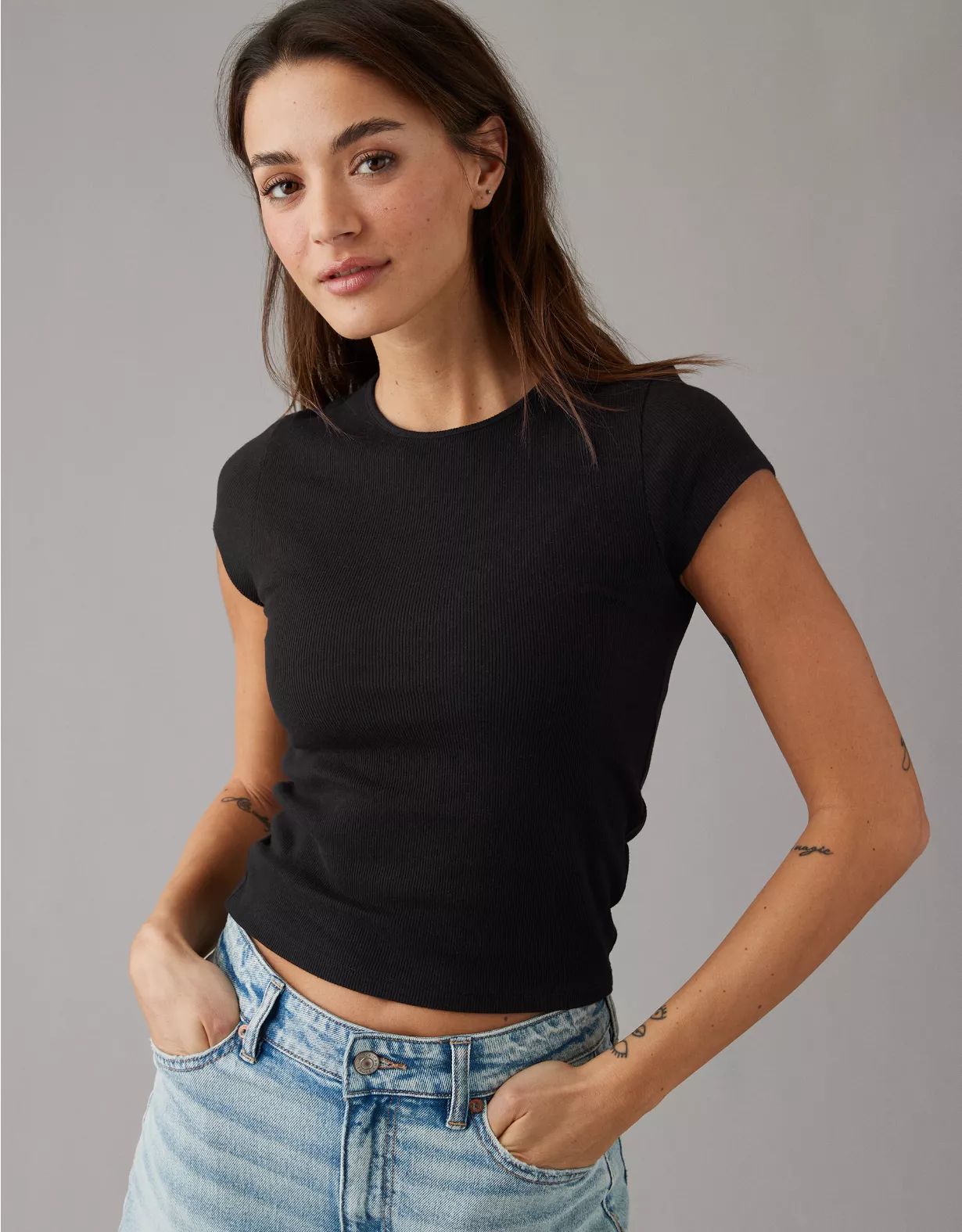 AE Hey Baby Short-Sleeve Ribbed Tee | American Eagle Outfitters (US & CA)