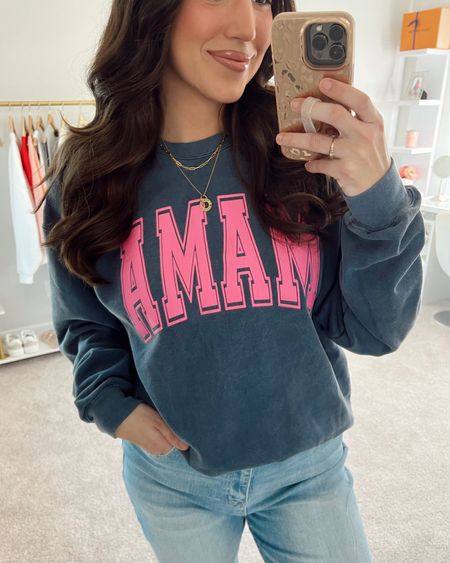 Mama sweatshirt: $55

Wearing an XL and it has a nice oversized fit. Comes in a ton of different colors and super thick great quality!

#LTKfindsunder100 #LTKmidsize #LTKplussize