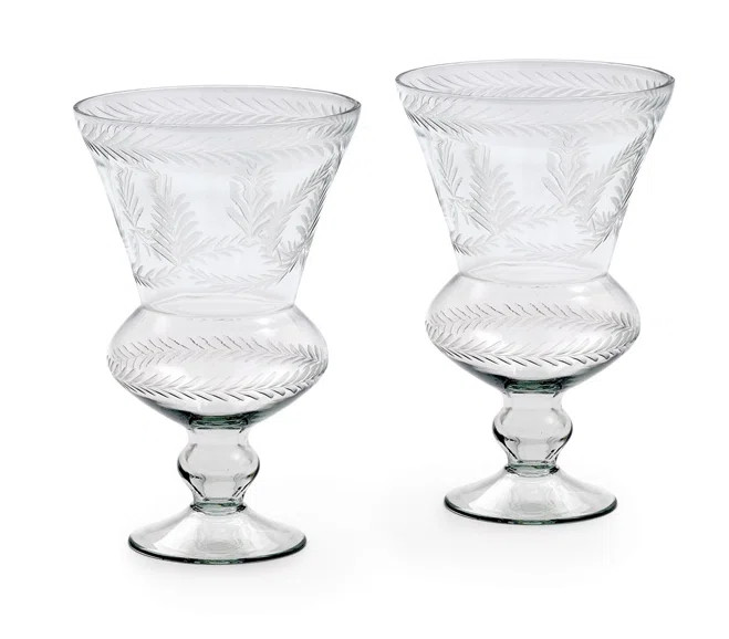 9'' H Glass Tabletop Hurricane (Set of 2) | Wayfair North America