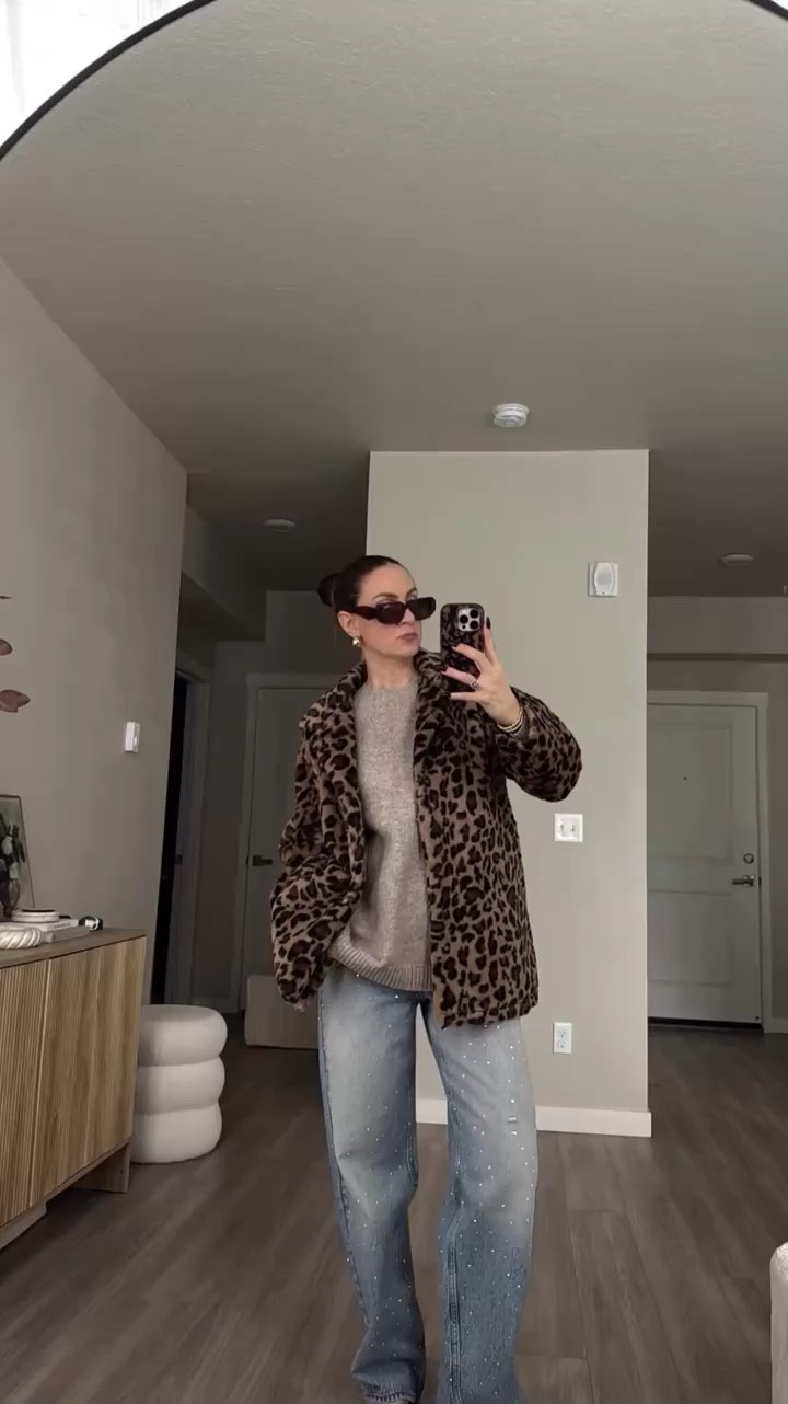 as seen on instagram 

outfit details.  jeans.  leopard coat.  long brown skirt.  brown  maxi skirt cashmere sweater  