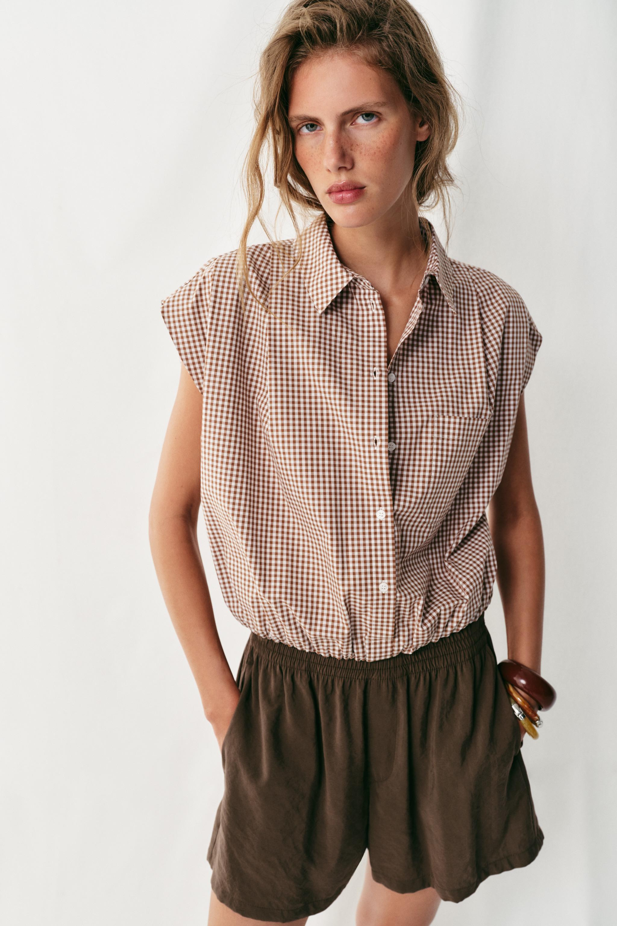 CROPPED GINGHAM SHIRT | Zara Canada