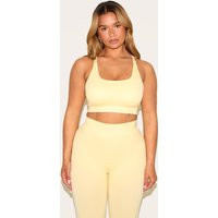Shape Butter Yellow Seamless Active Cupped Sports Bra | PrettyLittleThing UK