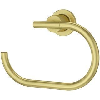 Contemporary Towel Ring in Brushed Gold | The Home Depot