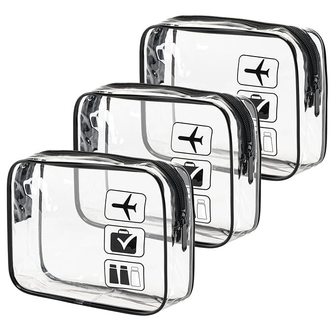 MODENGKONGJIAN TSA Approved Toiletry Bag, 3 Pcs Clear Toiletries Bags Quart Size Travel Makeup Co... | Amazon (US)