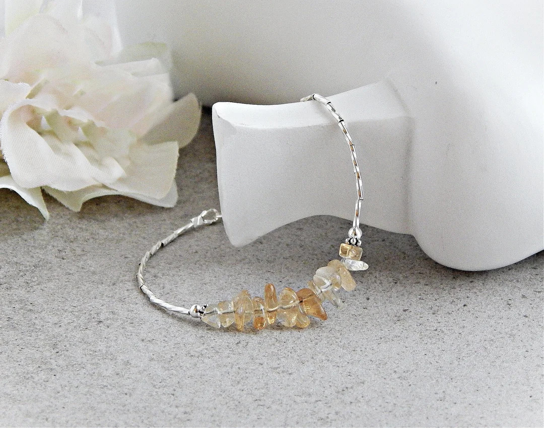 Citrine Bracelet Sterling Silver Citrine Bracelet for Women - Etsy | Etsy (US)