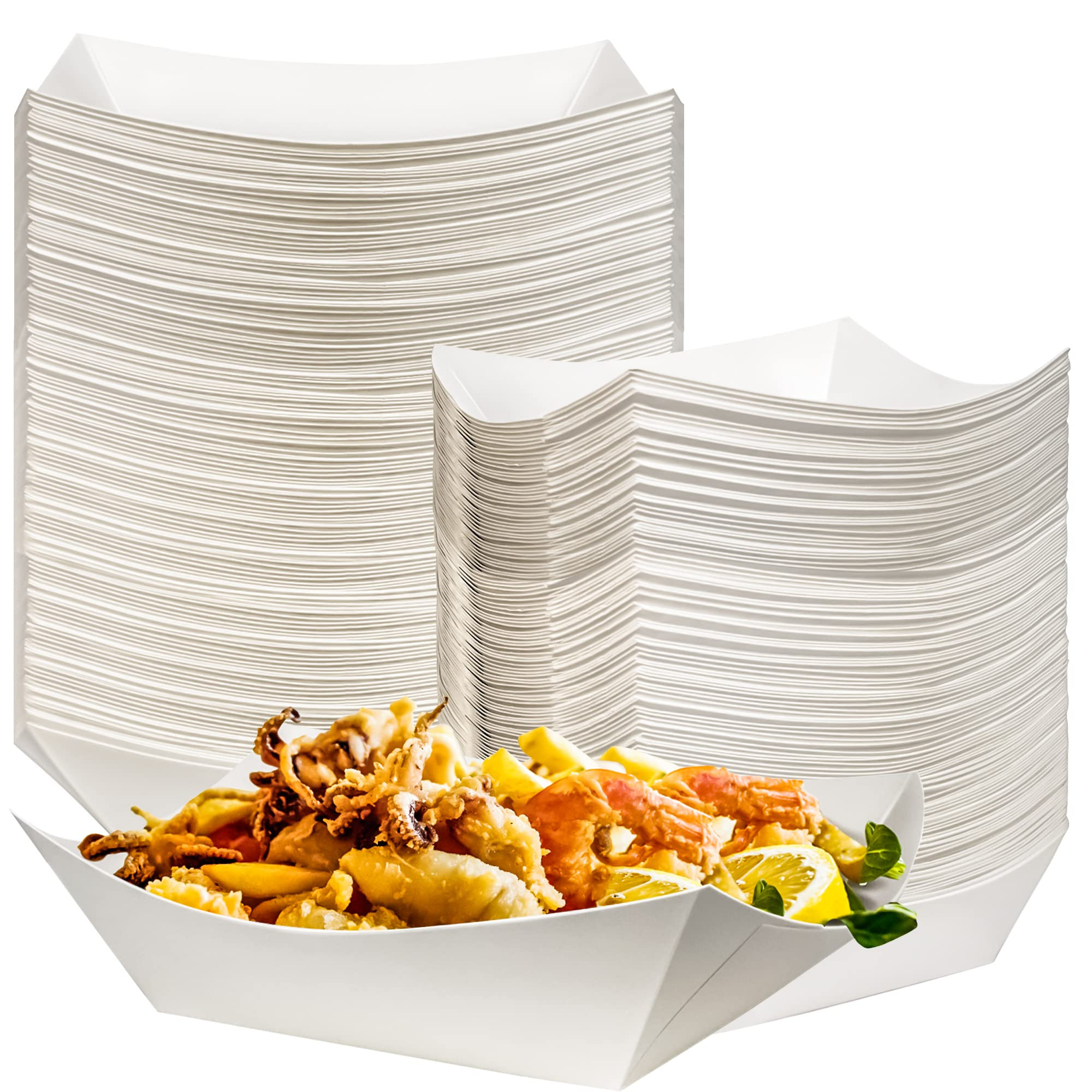 MotBach 100 Pack 2lb Kraft Paper Food Trays, Waterproof Heavy-Duty Paper Food Boats Disposable Se... | Amazon (US)
