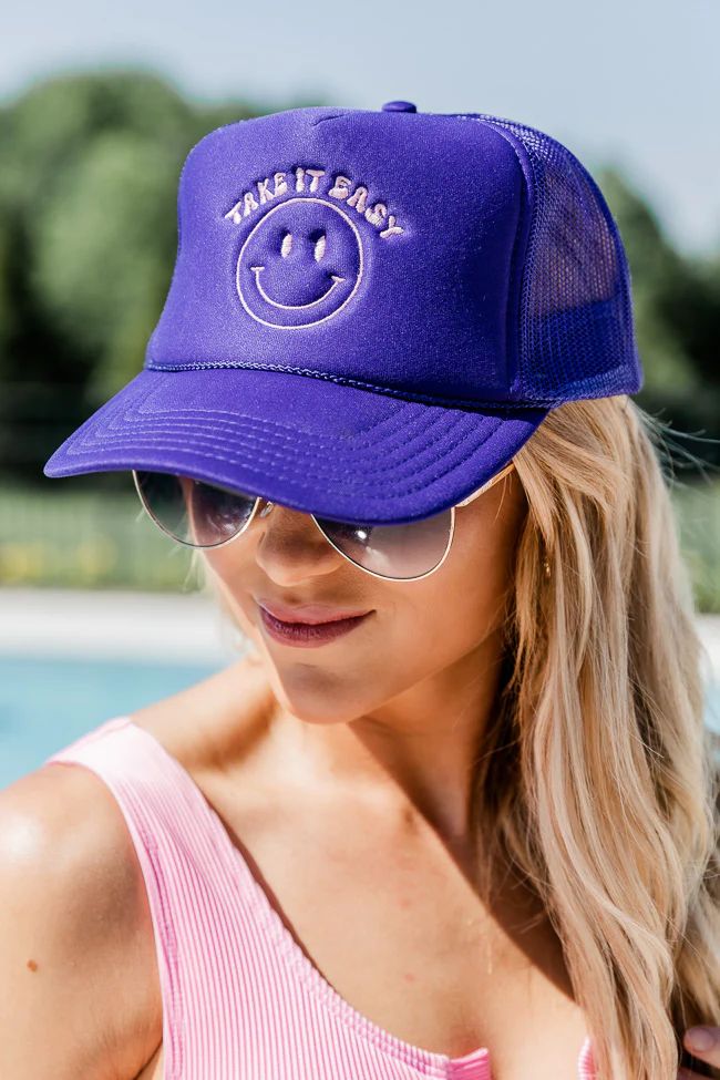 Take It Easy Purple Trucker Hat | Pink Lily