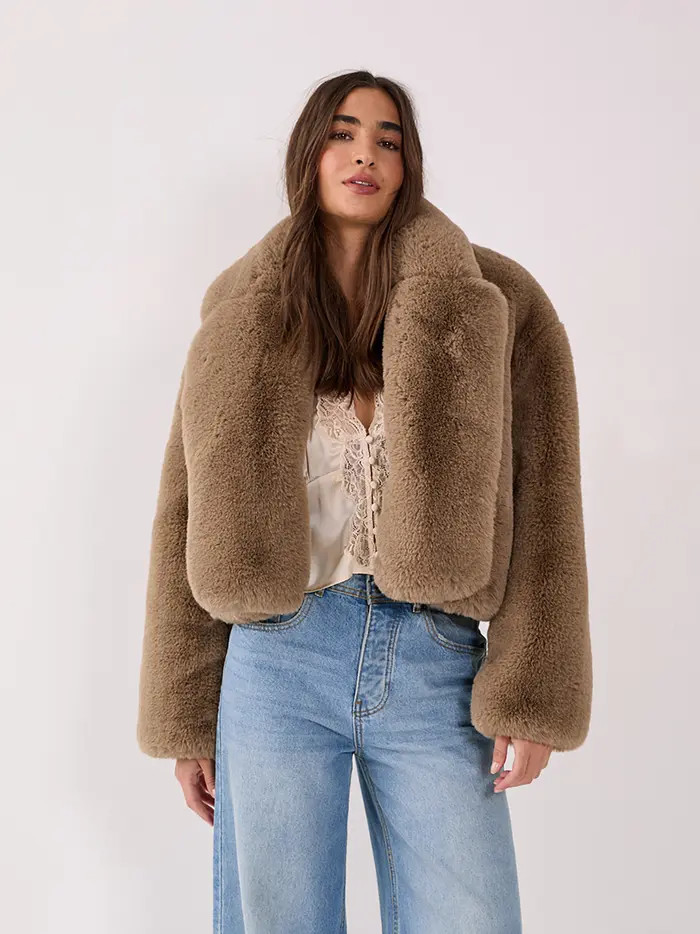 Cropped Collar Faux Fur Jacket | Nordstrom