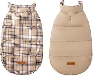 Reversible Dog Winter Jacket - Plaid Dog Cold Weather Clothes Warm Coat Waterproof & Windproof, S... | Amazon (US)