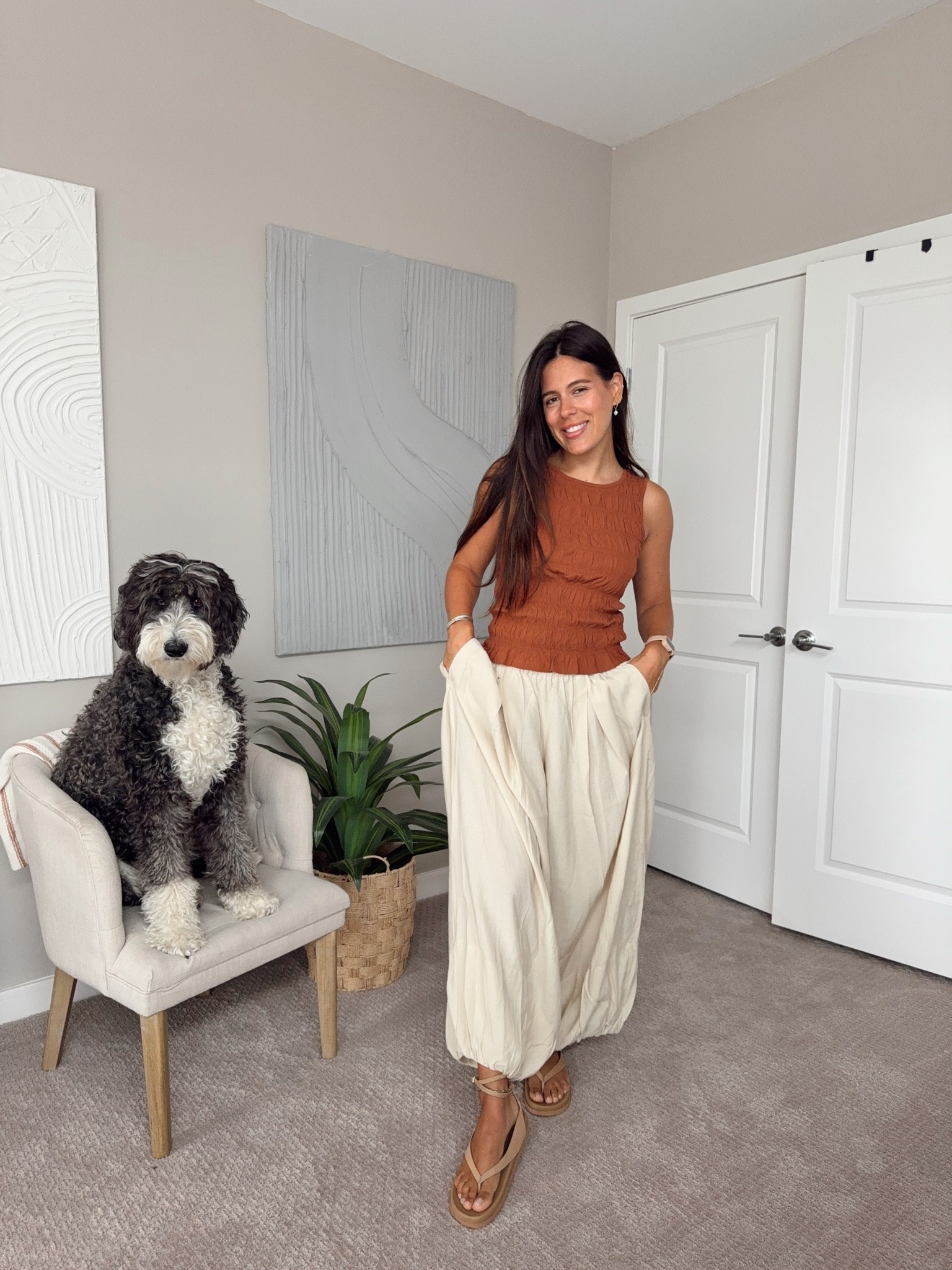 OOTD! Neutral style - loving these baggy boho pants! Use my code MYCLASSROOMCLOSET for $$ off!

#LTKSaleAlert #LTKootd
