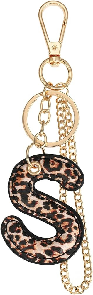 Leopard Letter Keychain for Women, PU leather Initial Letter Keyring Keychain Accessories Purse H... | Amazon (US)