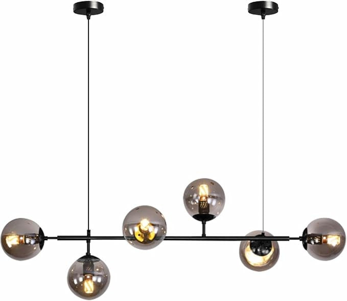KCO Lighting 6-Light Mid Century Modern Rectangle Sputnik Chandelier Black Farmhouse Linear Chand... | Amazon (US)