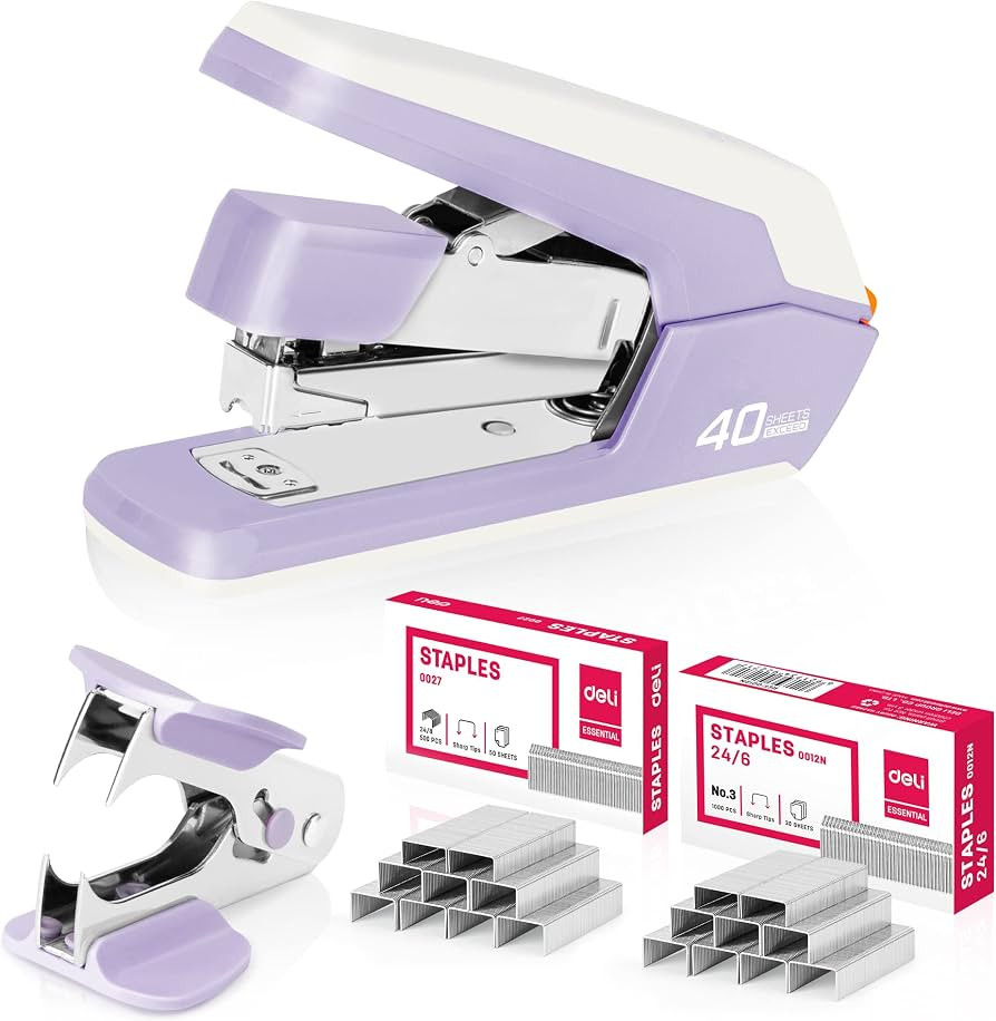 Deli Effortless Desktop Stapler, Heavy Duty Stapler, 40-50 Sheet Capacity, One Finger, No Effort,... | Amazon (US)