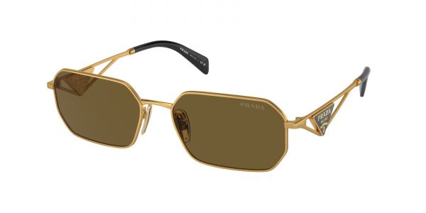 Prada PR A51S Sunglasses | 15N01T Matte Gold / Dark Brown Lens 58-17-140 | EZ Contacts
