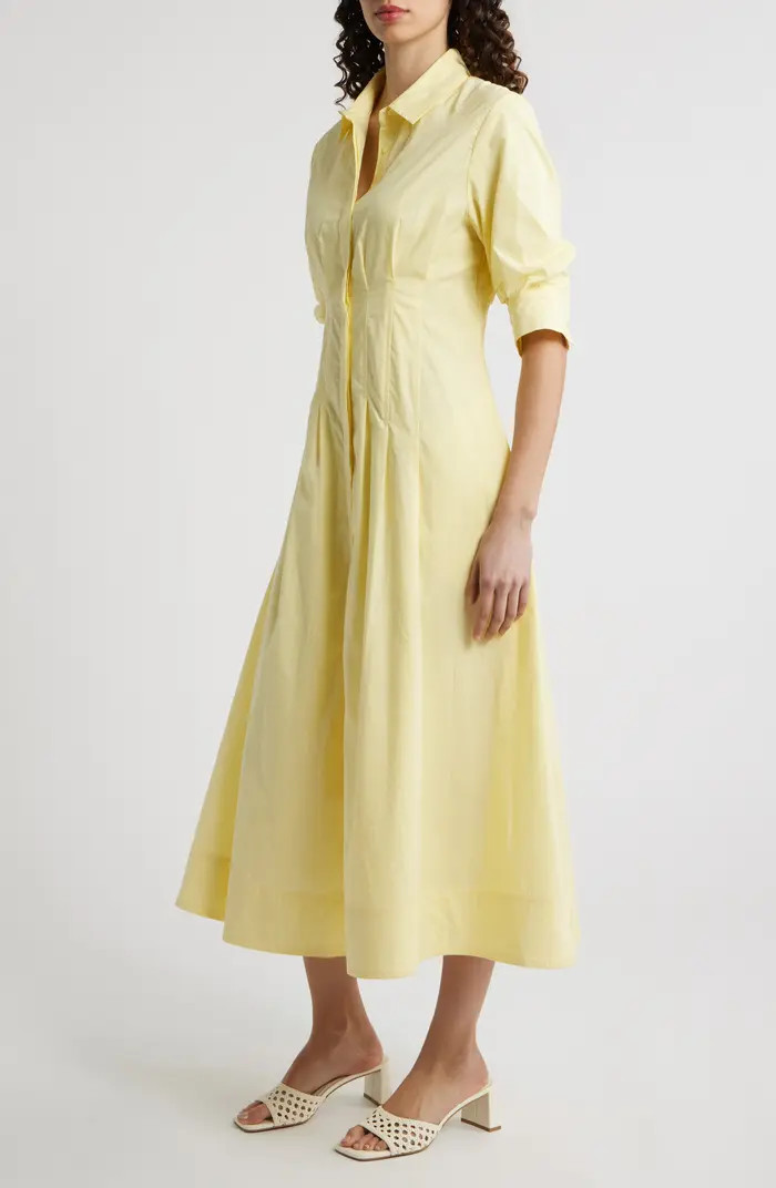 Vince Camuto Pleated Cotton Button-Up Maxi Shirtdress | Nordstrom | Nordstrom