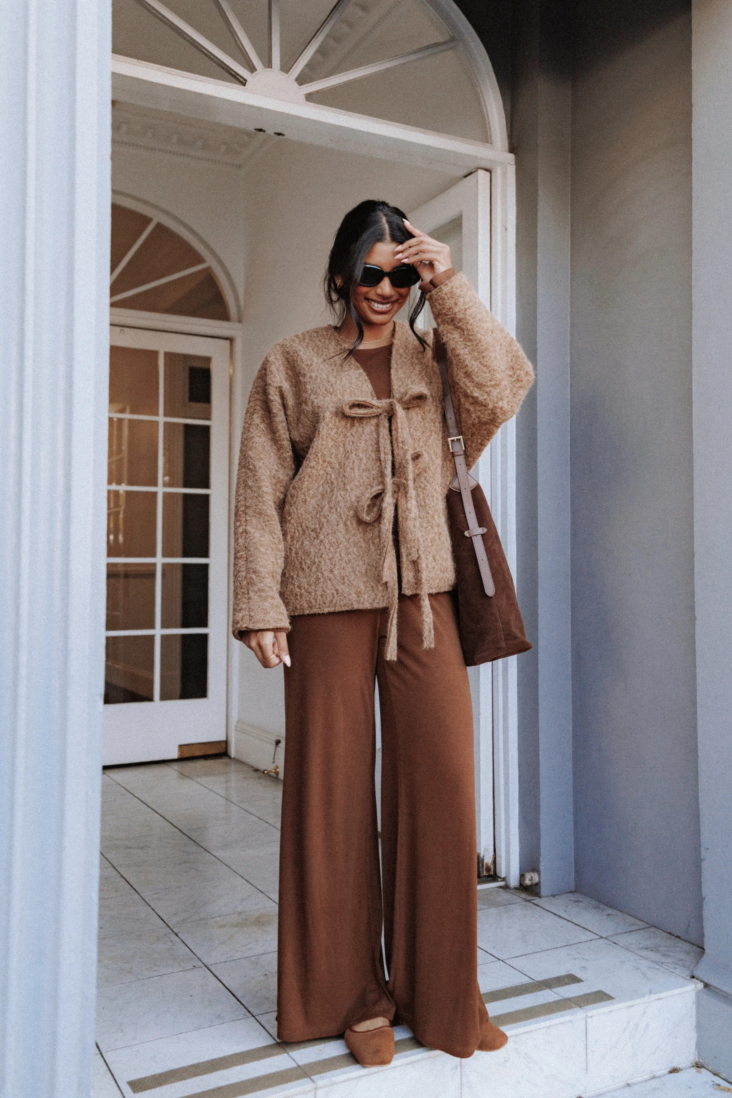 Kimmy Bow Oversized Cardigan - Moss | Petal & Pup (US)