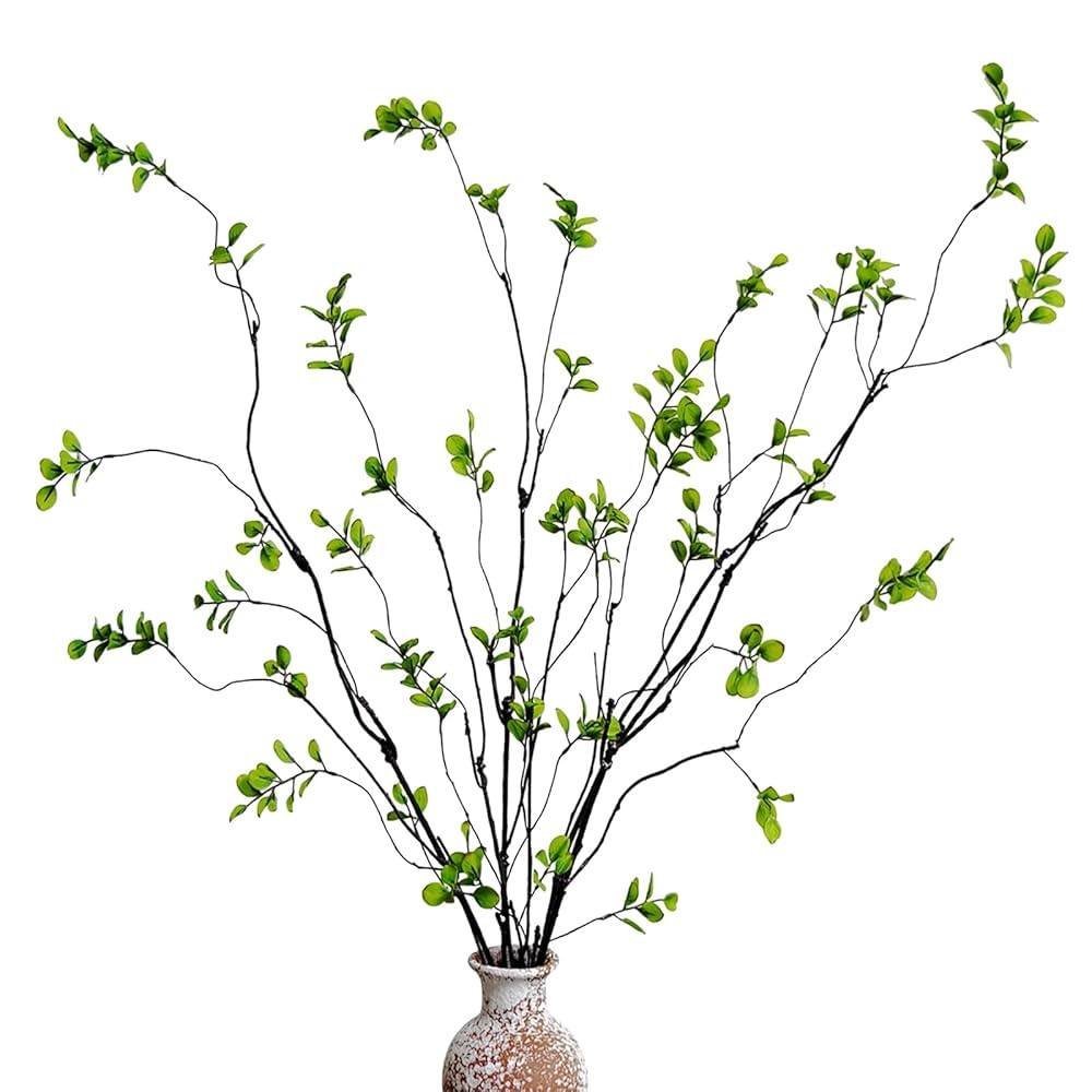 4 Pcs Artificial Ficus Branches Faux Eucalyptus Stems, 47.2 Inch Fake Greenery Stems Artificial P... | Amazon (US)