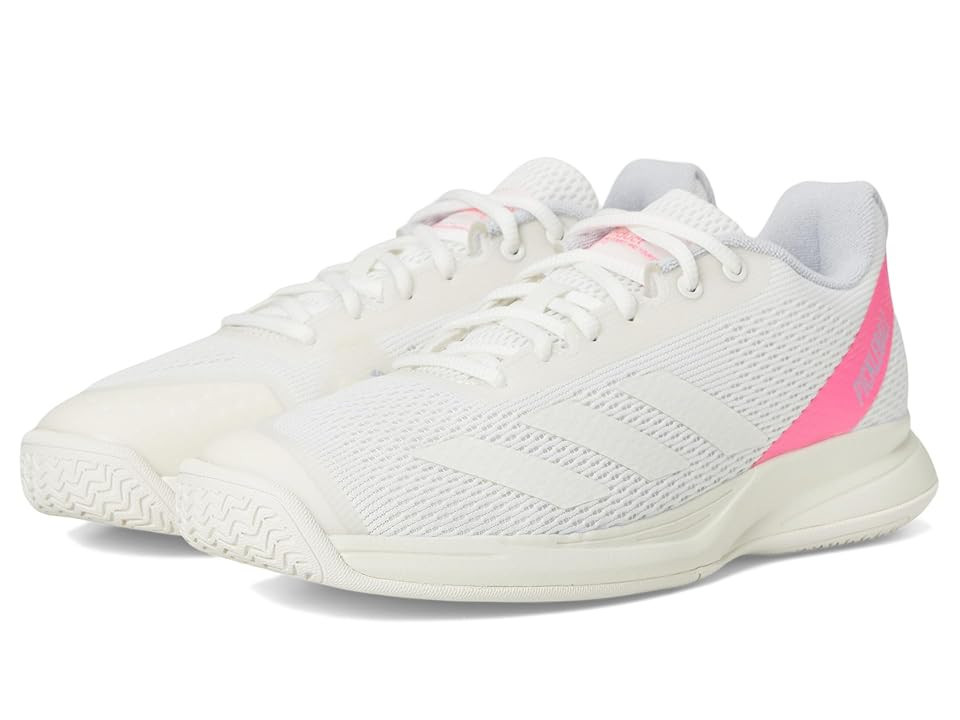 adidas Courtflash Tennis Shoes Women's Shoes White/Silver Metallic/Lucid Pink : 7.5 B - Medium, Textile/Synthetic | Zappos